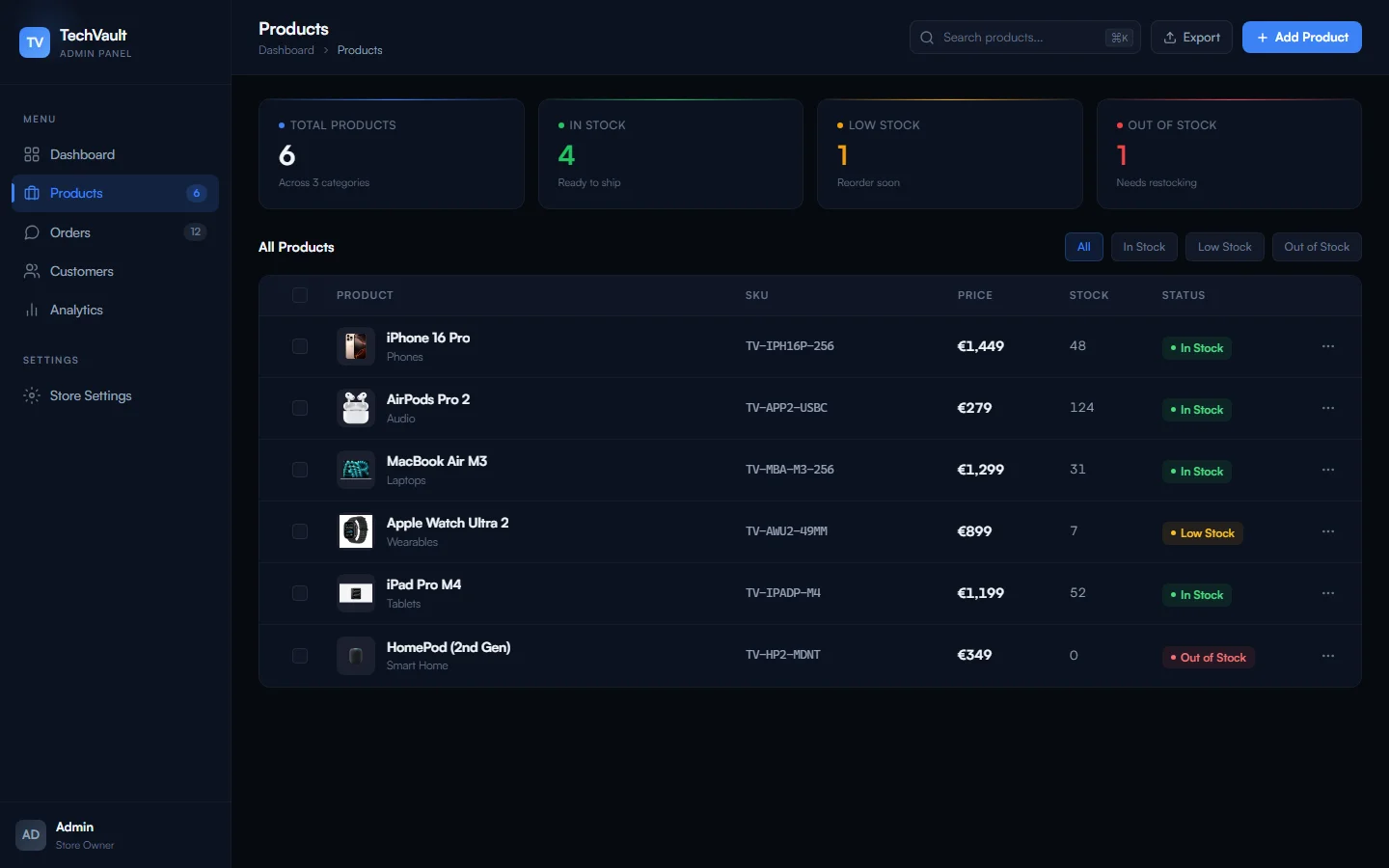 StreetPulse tootekataloog MacBook Pro ekraanil