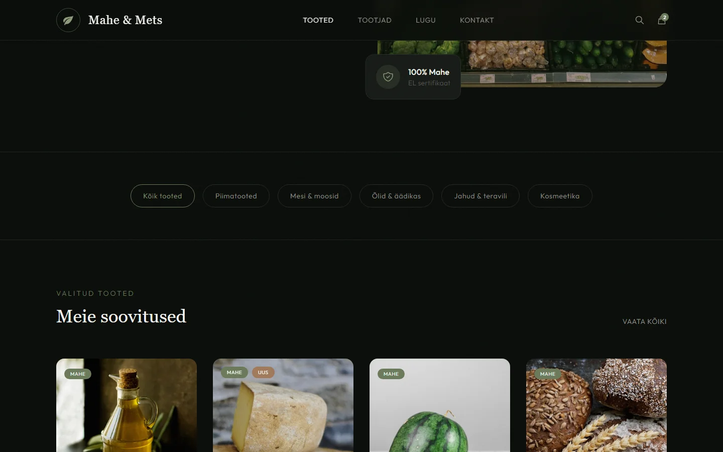 Tootekataloog ja ostukorv