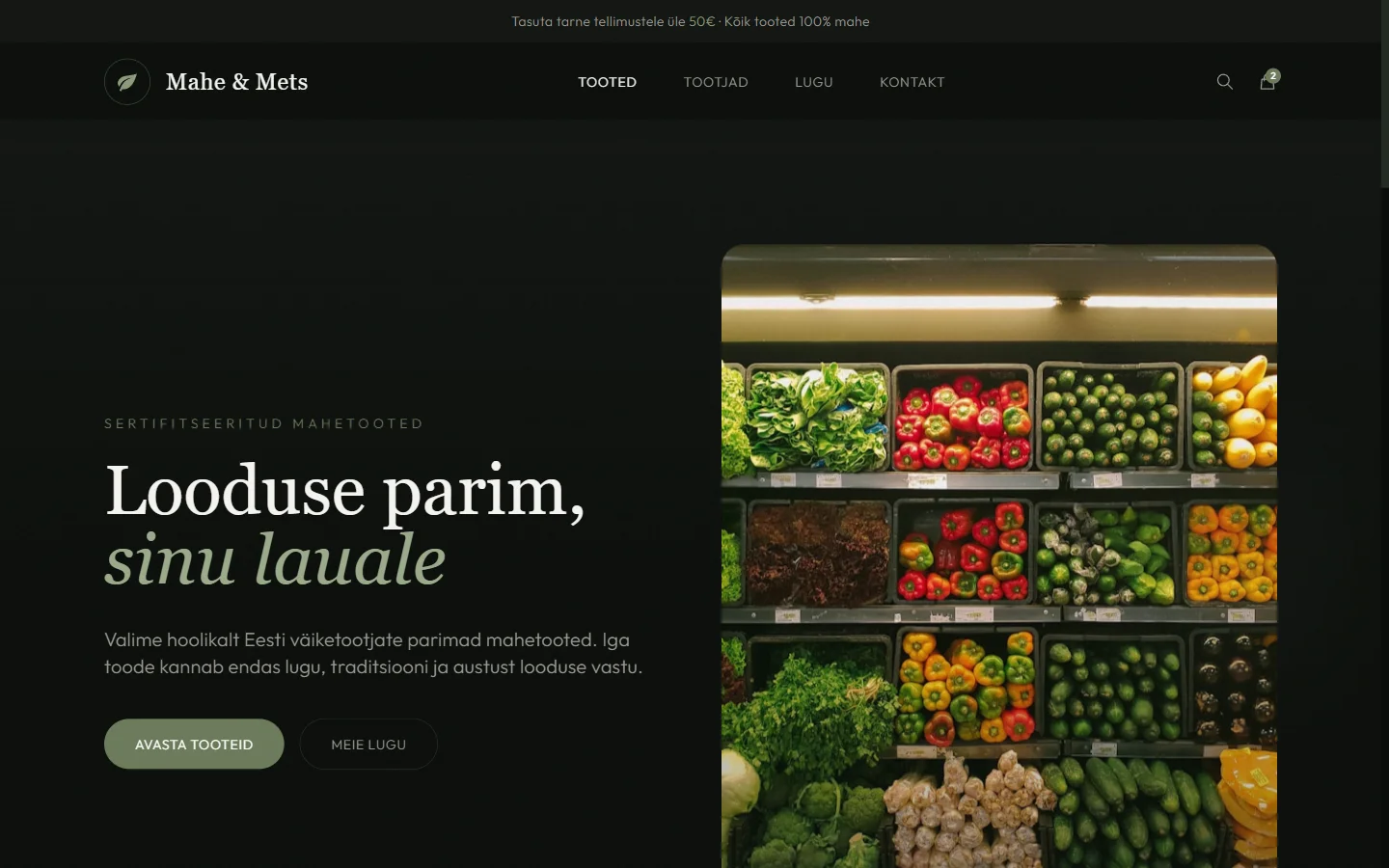 Mahe & Mets e-pood screenshot