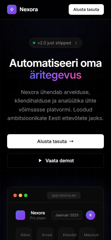 Startup mobiilivaade